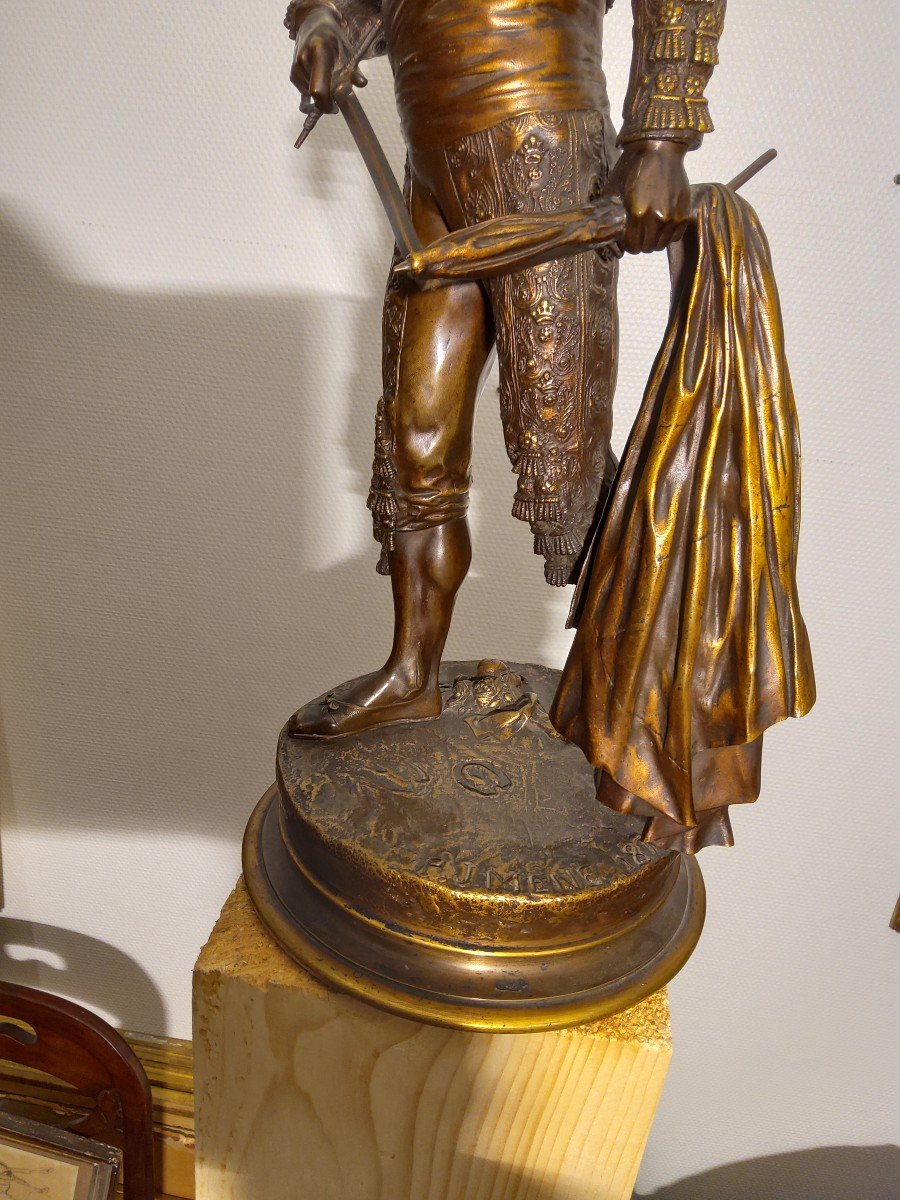 Bronze By Pj Mene Toreador 1877 Lightly Golden Patina-photo-3